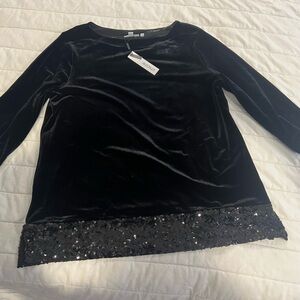 velvet border tunic 3/4 sleeve